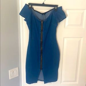 Haute Monde Denim dress with gold zipper closure